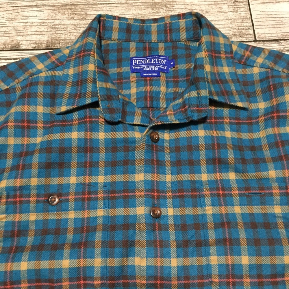 Pendleton Plaid Flannel Elbow Patch Button Up Shi… - image 5